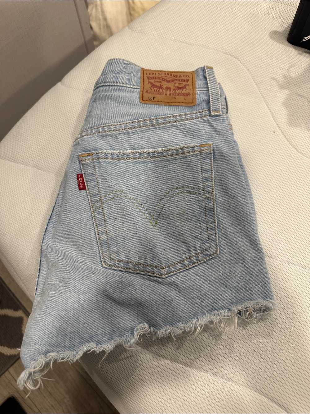 Levi's Light Blue Denim Cutoff Shorts with Frayed Hem
